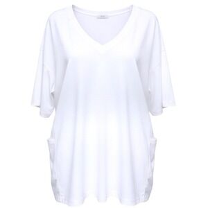 Uniankiya Women's Oversized Tee Romper Back V Neck Half Sleeve Romper Size M New